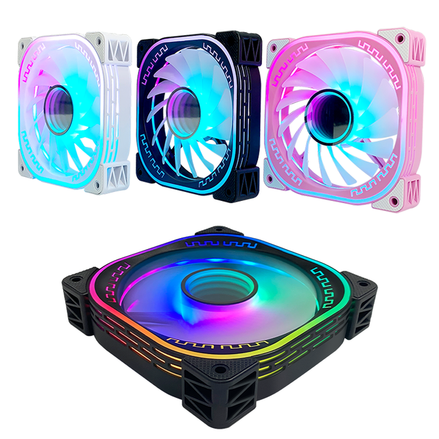 High-Speed ARGB PWM 6PIN 12V Computer Case Cooler Fan 120x120x25mm Aluminum Heatsink Fluid Bearing 20dBA