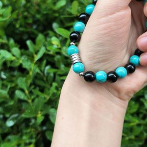 Bracelet en pierre naturelle avec perles de verre colorées – Équilibre vie-travail – Vente directe usine – Taille ajustable - Product Image 1