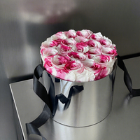 Handgefertigte Hochglanz-Silberbox mit Konservierten Rosen, Echte Ewige Blumen-Kollektion, Nachhaltig für Hochzeitstag und Valentinstag