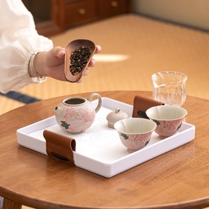 Juego de té pintado a mano, de cerámica para el hogar, estilo kung fu, con decoración bajo esmalte de peonía de madera, juego pequeño de una tetera y dos tazas. - Product Image 3