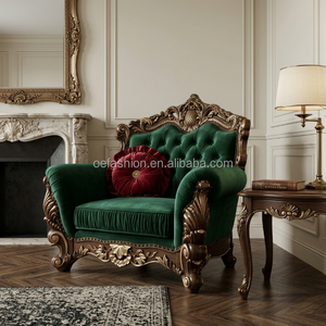 Canapé en velours sculpté de luxe prêt à l'emploi pour palais, villas, halls d'hôtels et projets FF&E classiques - Product Image 2