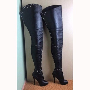 Botas Altas hasta el Muslo para Mujer, Talla Grande 47, con Cierre Lateral en Espiral, Punta Redonda, Estilo Nuevo - Product Image 5
