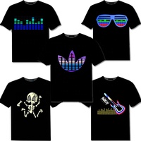 T-shirt unisexe 2022, estival et lumineux avec LED, panneau illuminant, pour homme et femme, avec son usagé, pour soirée Rave