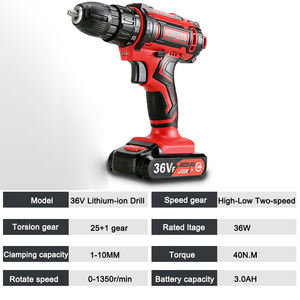 ไขควงไฟฟ้าไร้สาย36โวลต์พร้อมแบตเตอรี่ลิเธียมไอออน2สปีดไขควงชาร์จได้หลายฟังก์ชั่น - Product Image 6