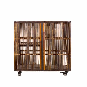 Bamboo Tea Cabinet With Induction Cooker Multi Compartment Storage On Wheels For Tea Set Display And Kitchen Use - Product Image 4