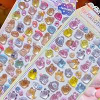 Feuille d'autocollant de dessin animé animal 3D en cristal clair avec des conceptions de lapin et de nuage pour les planificateurs d'enfants et le jeu éducatif