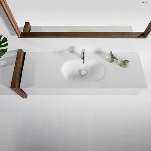 Lavabo de acrílico de superficie sólida para pared, lavabo de baño de diseño elegante para proyecto