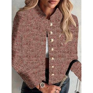 Giacca Corta in Tweed da Donna Elegante e Casual con Logo Personalizzato, Alta Qualità, Stile Streetwear, per Primavera e Autunno - Product Image 1