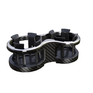 Accesorios para Auto, Soporte para Pegatinas en el Tablero y Portavasos/Portabebidas de Fibra de Carbono y Cromo, Marca Carfu - Product Image 1