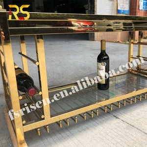 Bar vàng thép không gỉ treo rượu vang Rack hiển thị hiện đại vàng Trần treo rượu vang lưu trữ giá với kính chủ - Product Image 6