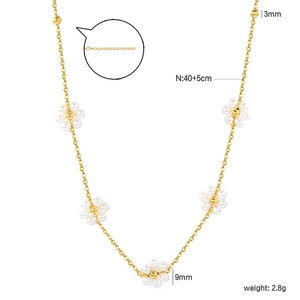 Collier ras du cou tendance en acier inoxydable plaqué or 18 carats avec pendentif fleur marguerite et perle, cadeau d'été pour femme - Product Image 5