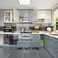 Joysource Armoires de cuisine modulaires en verre stratifié écologique sur mesure, construction en panneaux de particules, design moderne, charnière, garantie 3 ans