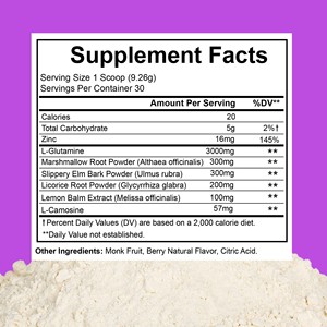 Stimulate Easy Digestion Daily Gut Health Powder L-Glutamine Zinc Slippery Elm Marshmallow Root Gut Powder - Product Image 2