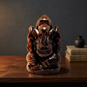 Statue de Ganesha en grenat naturel sculptée à la main, pierre précieuse rouge profond, idole du dieu éléphant hindou, décoration d'autel indienne - Product Image 3