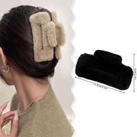 11cm velours carré en peluche Haarklammer coréen doux moelleux couleur unie griffe de requin mignon Rectangle creux mode cheveux accessoires