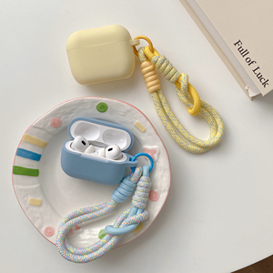 Étui en silicone souple de couleur unie pour Apple <span class=keywords><strong>Airpods</strong></span> 1 2 3 4 Pro2, housse pour écouteurs sans fil avec sangle de poignet, boîte de charge pour <span class=keywords><strong>Airpods</strong></span> Pro3 - Product Image 6