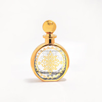 Flacon de parfum en cristal doré arabe 50 ml avec bouchon et compte-gouttes en métal doré