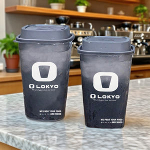 Lotyo Square 960ml 650ml minuman dingin PP injeksi jus Boba susu teh cangkir kustom teh gelembung cangkir plastik dengan tutup - Product Image 3