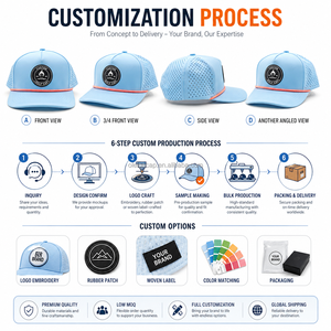 Custom Fashion Style 5 Panel Woven Patch Rope Adjustable Sun Protection Men Golf <b>Hats</b> Baseball Caps - Product Image 2