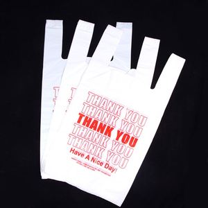 Custom Logo Printed <b>PE</b> Plastic <b>T</b>-<b>Shirt</b> Bags Thank You Shopping Bags With Thickness for Grocery Use - Product Image 1