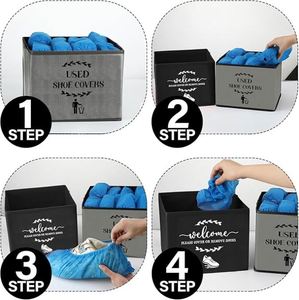 2 Pcs Shoe Cover Boxes Dispenser Foldable <b>Storage</b> Bins and Welcome Please or Remove Sign for <b>Open</b> House Supplies - Product Image 5