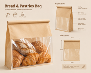 Custom Biodegradable Food Grade Paper Bag Bakery Bread Paper Packaging Bag Toast Kraft Paper <b>Tin</b> Tie Printing Logo From China - Product Image 4
