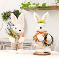 Nouvelle Décoration de Pâques : Lapin en Velours avec Couronne pour Table et Maison - Vente en Gros