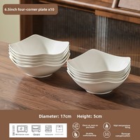 Assiettes carrées en céramique blanche de style nordique minimaliste pour la maison, grande capacité, pour plats froids et salades