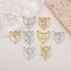 Colgantes Conectora de la Virgen María de 3 Agujeros, Pulidos a Espejo, de Acero Inoxidable, para Collares, Pulseras y Accesorios de Joyería - Product Image 4