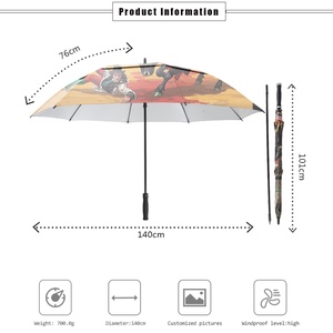 Guangdong Beach Windproof Golf <b>Umbrella</b> Strong Handle Straight Black Fiberglass Frame Auto Open Button for Outdoor Activities - Product Image 3