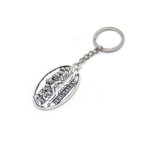 Porte-clés ovale de la Cène de Jérusalem en alliage de zinc, fait main, cadeau religieux - Product Image 1