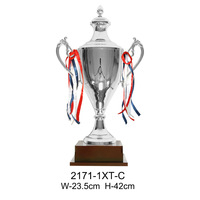 Trophée en métal argenté de haute qualité JINZUN pour les ligues de football/basketball/volleyball, trophée de champion plaqué argent
