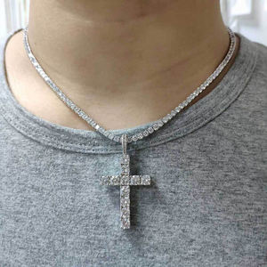 GZYS gioielli all'ingrosso di alta qualità <span class=keywords><strong>Rap</strong></span> uomini oro croce collana gioielli ciondolo di diamanti con catena di ghiaccio Tennis - Product Image 6