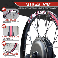 Kit de conversion de vélo électrique 72V 3000W MTX39, moteur de moyeu de roue arrière sans engrenage sans balais pour vélo électrique