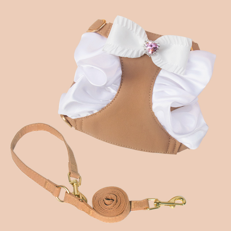Brown bow-matching leash
