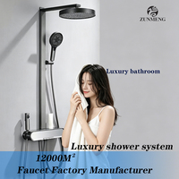 Ensemble de douche de luxe en cuivre avec robinets thermostatiques, système de douche à jet de pluie doux et à poignée unique