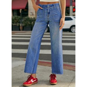 Sidefeel 2025 hợp thời trang Womens cao eo rộng chân thẳng Stretchy jeans Breathable denim khởi động cắt phong cách giản dị Kích thước XL - Product Image 5