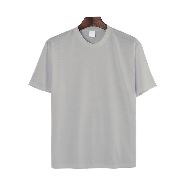 6XL-8XL 100% Poliester T-shirt Sublimasi Kosong Abu-abu Pria Polos Dasar T Shirt