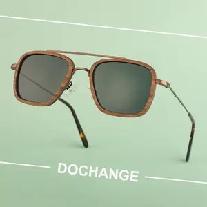 Metal Recycled Wood Sunglasses Polarized Eco-friendly High Quality Men Square Glasses For Men