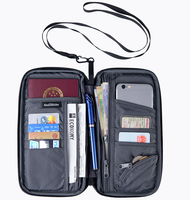 Organisateur et rangement de voyage pour porte-cartes à fermeture éclair en polyester personnalisé pour passeport, billets et documents essentiels
