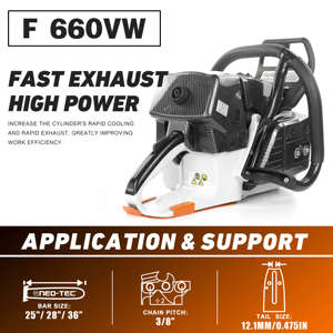 หัวเครื่องเลื่อยโซ่ยนต์แก๊ส NEOTEC F660VW ขนาด 92 ซีซี 2 จังหวะ ใช้ได้กับบาร์ขนาด 660 066 25/28/36 นิ้ว เลื่อยโซ่ยนต์เบนซิน - Product Image 5