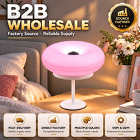 Lampe de table LED en forme de donut, à intensité variable, avec interrupteur tactile, lumière d'ambiance créative orange, rose, blanche pour chambre à coucher et décoration intérieure