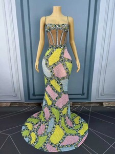 ชุดราตรีหรูหราประดับเพชร ดีไซน์ไข่มุก ความยาวระดับชา เอวทรงเอ็มไพร์ ผ้าแคชเมียร์ ทรงดินสอ สำหรับงานพรอม งานกาล่าดินเนอร์ หรืองานพรมแดง - Product Image 1