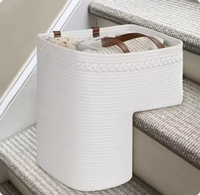 Panier de rangement pliable en corde de coton tressé, écologique, grande taille L, pour l'organisation de la maison - Offre Spéciale