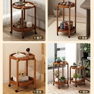Mesa de centro móvil, mesa auxiliar para sala de estar con ruedas, mesita de noche, carrito, estante de almacenamiento, mesa redonda de estilo nuevo para balcón - Product Image 4