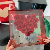 Boîte cadeau en acrylique en forme de cœur - Boîte de présentation transparente pour roses éternelles, boîte de rangement pour bouquets