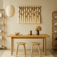 Tapisserie murale en macramé à longues franges de luxe - Art en corde de polyester tissé à la main pour la décoration intérieure inspirée du style bohème et balinais