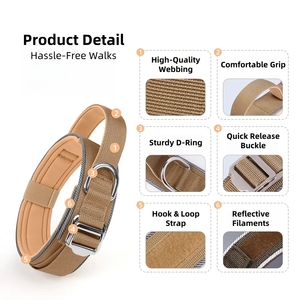 Kalung Taktis Reflektif untuk Anjing Besar dengan Gesper Logam Ringan yang Mudah Dilepas & Panel Patch Kustom dan Penyesuaian <span class=keywords><strong>Hook</strong></span> <span class=keywords><strong>Loop</strong></span> - Product Image 5