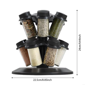 <b>Rotating</b> ABS+PP Eco-Friendly Plastic 12-Jar Leak Proof Food Grade Seasoning <b>Rack</b> & Storage Holder for Kitchen Pepper Shaker - Product Image 6