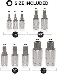 10-mảnh XZN Ba vuông spline <span class=keywords><strong>bit</strong></span> ổ cắm thiết lập với 1/4-inch 3/8-inch 1/2-inch ổ CR-V ổ cắm và S2 thép <span class=keywords><strong>bit</strong></span> - Product Image 4